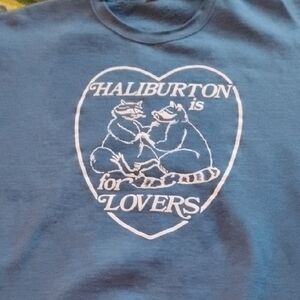 Gildan Blue Short-Sleeve Tee with White Heart & Raccoon Graphic